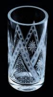 Kristály hengerváza, modern csiszolással, m: 20,5 cm