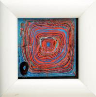 Hundertwasser nyomat, keretben, címkével, 16,5x16,5 cm