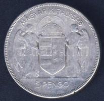1930. 5P Ag "Horthy jobbra" T:3 k. ph