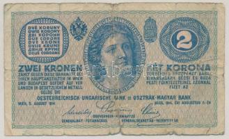 1914. 2K "C" T:VG szakadás Hungary 1914. 2 Korona "C" C:VG tears Krause 17.