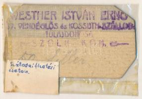 Szolnok ~1920. "Westher István Ernő Vendéglős és Kossuth-Szálloda tulajdonosa Szolnokon" 50f szállodai zseton T:XF