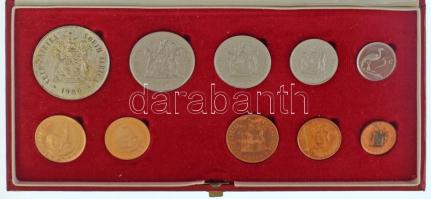 Dél-Afrika 1980. 1/2c bronz - 50c Ni (7xklf) + 1R Ag + 1R Au + 2R Au, dísztokos forgalmi szettben (A...