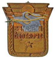 ~1949-1956. "Érdemes Sportoló" zománcozott bronz jelvény (31x26mm) T:XF / Hungary ~1949-19...
