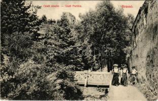 1915 Brassó, Kronstadt, Brasov; Graft részlet, Árokmente, hölgy kerékpárral. Herz-féle könyvnyomda kiadása / Graft Partie / promenade, lady with bicycle (EK)