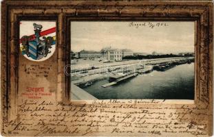 1902 Szeged, Tisza part, Kultúrpalota, uszoda. Szecessziós címeres litho keret, Art Nouveau (EK)