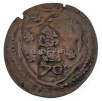 Német-római Birodalom / Augsburg DN(17. század) "Brennholzmarke" 70 értékben, hátoldalán augsburgi ellenjeggyel (1,89g/~20mm) T:VF-F, kitörés Holy Roman Empire / Augsburg ND(17th century) "Brennholzmarke" in value of 70, with Augsburg countermark on the reverse (1,89g/~20mm) C:VF-F, crack