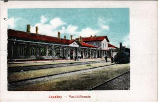 Lepsény, vasútállomás, gőzmozdony, vonat. Vasúti levelezőlapárusítás 4390.