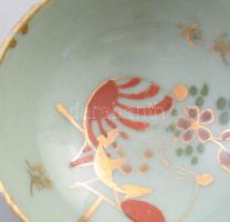 Japán porcelán katonai szakés csésze. cca 1940-1944, haditengerészet, kalligrafikus, zászló és vasma...