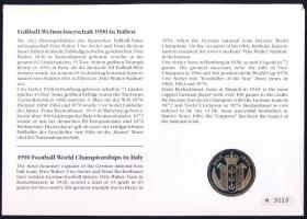 Niue 1990. 5$ "Labdarúgó VB - Olaszország" érmés borítékon teljes bélyegsorral, elsőnapi b...