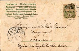 1904-1905 Boldog újévet! / New Year greeting art postcard. Art Nouveau, floral, Emb. litho (lyuk / p...