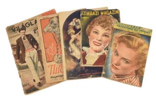 1917-1949 Vegyes újság tétel, 5 db: A. Conan Doyle: Nilusi kaland. Millók Könyve 52. sz.; Pesti Hírlap Vasárnapja, Tolnai Világlapja, Színházi Magazin, Színház és Mozi egy-egy száma. Változó állapotban.