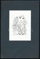 Reich Károly (1922-1988): Álmodozó. Klisé, papír, jelzett a klisén, 11×8 cm