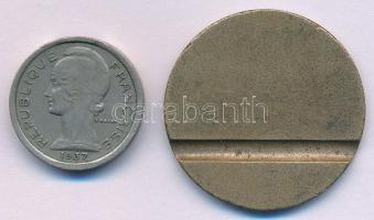 Franciaország 1937. "Republique Francaise / Telephones Publics PTT" Cu-Ni telefon zseton (...