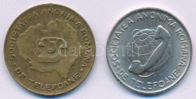 Románia DN(1919-1940) "Román Közszolgálati Távbeszélő Társaság" Cu telefonérme (tantusz) (23,5mm) + DN(1940-1953) "Román Közszolgálati Távbeszélő Társaság" Ni-brass telefonérme (tantusz) (22mm) T:VF Romania ND(1919-1940) "Societatea Anonima Romana de Telefoane" Cu telephone token (23,5mm) + ND(1919-1940) "Societatea Anonima Romana de Telefoane" Ni-brass telephone token (22mm) C:VF