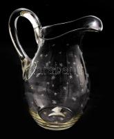 Hutaüveg kancsó, csillagmintás csiszolt mintával, m: 21 cm