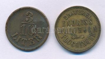 Németország / Plochingen DN "Gut für 1/2 Liter Bier / Endriss Waldhorn" Cu sör bárca + DN ...