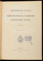 Mittheilungen aus dem Jahrbuche der Kgl. Ungarischen Geologischen Anstalt. XIII. Band. Mit 27 Tafeln. Bp., 1899-1902, Franklin-ny. Egészoldalas (részben kihajtható, ill. színes) táblákkal gazdagon illusztrálva. Német nyelven. Átkötött félvászon-kötésben, , kissé sérült, fakó gerinccel, helyenként foltos lapokkal.