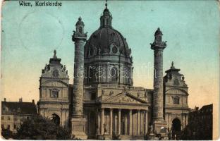 1911 Wien, Vienna, Bécs; Karlskirche / church (worn corners)