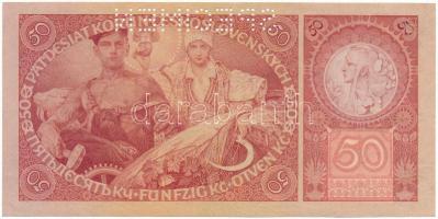 Csehszlovákia 1929. 50K "SPECIMEN (MINTA)" perforációval "Ia 614854" T:UNC Czech...