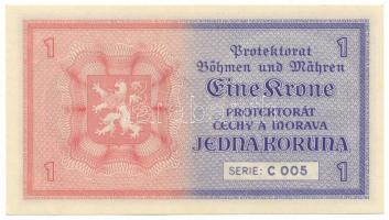 Német Harmadik Birodalom / Cseh-Morva Protektorátus 1940. 1K "C 005" T:UNC,AU German Third...