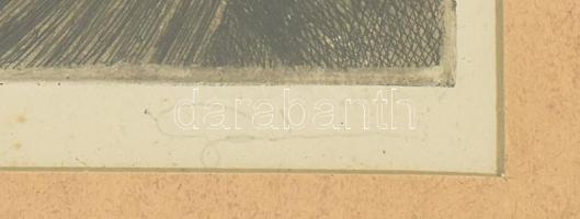 Olvashatatlan jelzéssel: Kürtfaragó. Rézkarc, papír. Üvegezett fakeretben. Lapon néhány apró folttal...