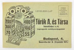 cca 1940 Török és Társa sorsjegy rendelőlap