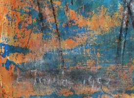 Olvashatatlan (L. Tamás?) jelzéssel: Alakok. Olaj, vászon, farostra kasírozva. 78x53,5cm. A hátoldal...