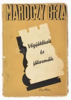 Maróczy Géza: Végjátékok és játszmák. [Bp.,1942], Pantheon, 136 p. Kiadói papírkötés, kopott, foltos borítóval, a gerincen szakadással, sérült kötéssel, megviselt állapotban.