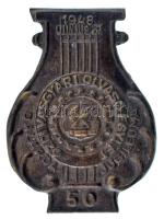 1948. "Ózdi Vasgyári Olvasó Egylet - 50 éves Dalárda Jubileum" bronz dalos lemezjelvény (25x34mm) T:XF