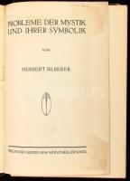 Silberer, Herbert: Probleme der Mystik und ihrer Symbolik. Wien-Leipzig, 1914, Hugo Heller &amp; Co., 283+(1) p. Első kiadás. Német nyelven. Sérült félbőr-kötésben, hiányzó gerinccel, a könyvtesttől részben elváló elülső kötéstáblával, helyenként ceruzás bejegyzésekkel, tulajdonosi névbejegyzéssel, ex libris-szel.