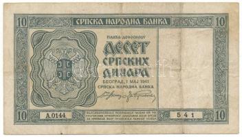 Szerbia / Német megszállás 1941. 10D "A.0144 541" T:F
Serbia / German occupation 1941. 10...