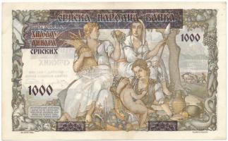 Szerbia / Német megszállás 1941. 1000D felülbélyegzéssel 500D-os bankjegyre nyomva "T.0090 352&...