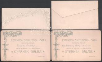 cca 1897-1910 4 db meghívó, közte szecessziós grafikával illusztrált