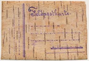 Első világháborús tábori postai levelezőlap fakéregből, megíratlan / WWI K.u.k. Austro-Hungarian military field post wooden card made of tree bark, unused