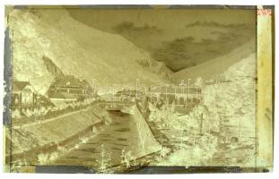 Herkulesfürdő, Baile Herculane; A képeslap eredeti negatív kliséje! / spa, villas, bridge. Original photo cliché (stereotype) of the postcard!