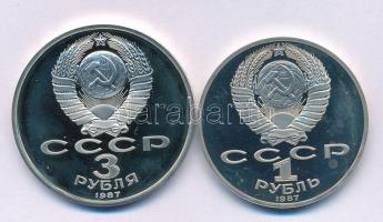 Szovjetunió 1987. 1R Cu-Ni "A borogyinói csata 175. évfordulója" + 3R Cu-Ni "Októberi forradalom 70. évfordulója" forgalmi emlékkiadások kapszulában T:AU (eredetileg PP), kis patina, folt Soviet Union 1987. 1 Rouble Cu-Ni "175th Anniversary of the Battle of Borodino" + 1 Roubles Cu-Ni "October Revolution 70th Anniversary" circulating commemorative coins in capsule C:AU (originally PP), small patina, spot Krause Y#203, Y#207
