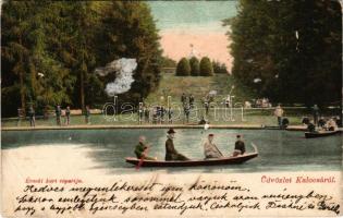 1906 Kalocsa, Érseki kert tópartja. Csicsáky János kiadása (ragasztónyom / glue marks)