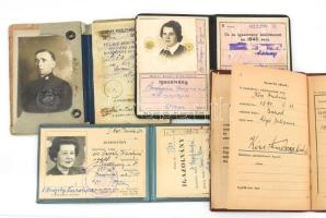 1921-1962 4 db fényképes igazolvány, munkakönyv