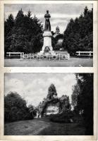 1940 Gödöllő, Erzsébet királyné (Sisi) park, szobor és szikla. Storcz B. Mátyás kiadása, Kalántai Géza felvétele (vágott / cut)