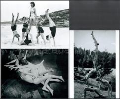 "Fiúk és lányok attrakciója", szolidan erotikus felvételek, amelyek eltérő időben készültek, 3 db modern nagyítás, jelzés nélkül, 15x21 cm és 21x15 cm