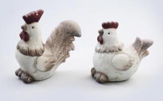 Kerámia kakas és tyúk pár. Jelzés nélkül, hibátlan 12 cm