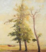 Zádor István (1882-1963): Poros út a Kunságban, 1945. Tempera, vászon, jelezve jobbra lent, hátoldal...