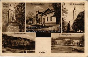 1944 Vaskút, Bács-Vaskút; mozaiklap 5 képpel: Hősök szobra, Hitelszövetkezet, római katolikus templom, Leventeotthon, községháza. Turul kiadása (fa)