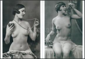 cca 1930 Demeter Károly (1892-1983) budapesti fényképész és fotóművész aktfotó gyűjteményéből 2 db modern nagyítás, jelzés nélkül, 21x15 cm