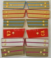 Szovjetunió ~1970-1980. 8db vegyes katonai vállap kartonlapra tűzve, mind párban Soviet Union ~1970-1980. 8pcs of mixed military shoulder board on cardboard, all in pairs