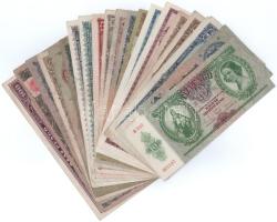 20db klf pengő bankjegy, közte 1930. 20P + 1945. 50P + 1946. 100.000.000BP T:F-VG szép papírral is