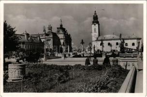 1943 Nagyvárad, Oradea; Szent László tér, templom / square, church (vágott / cut)