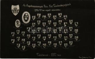 Budapest V. Az Angolkisasszonyok Római Katolikus Tanítóképzőjének 1946-47-ben végzett növendékei, hátoldalán aláírásokkal. Jablonka Etel. photo (non PC) (fa)