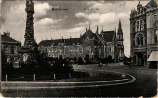 1909 Kecskemét, Kossuth tér, Városháza, Witz Gusztáv üzlete, gyógyszertár. Fekete (Schwartz) Soma kiadása (fa)