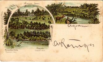 Plitvicka Jezera, Kozjak, Putnicka Kuca / Plitvicei tavak / Plitvizer Seen, Kozjak-See, Touristen-Haus / Plitvice Lakes. Verlag v. Heinrich Krapek. Ottmar Zieher Art Nouveau, litho (fl)